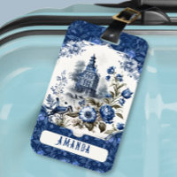 Prachtig kasteel bloemenblauw toile de jouy monogr