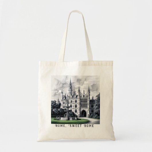 Prachtig kasteel met aanpasbare tekst tote bag (Voorkant)