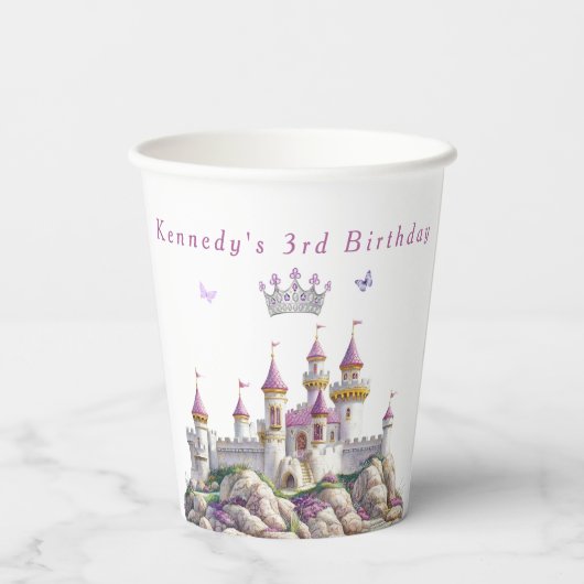 Prachtig kasteel Zilveren kroon Roze edelstenen Vl Papieren Bekers (Achterkant)
