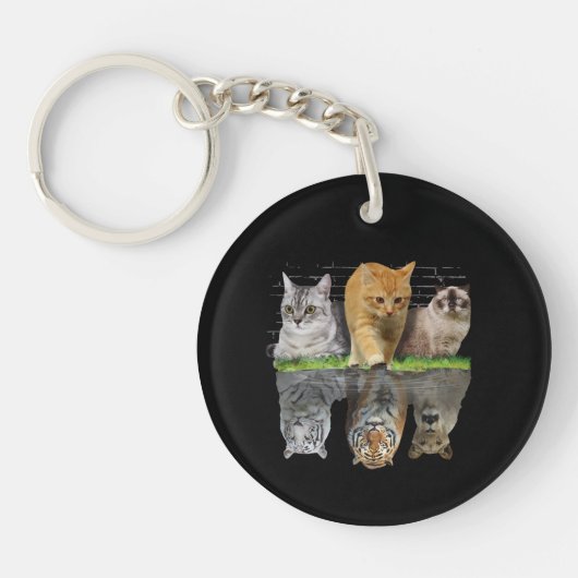 Prachtig kat reflectie cadeau ontwerp idee sleutelhanger (Voorkant)