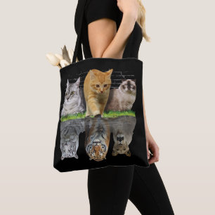 Prachtig kat reflectie cadeau ontwerp idee tote bag