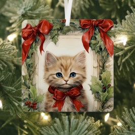 Prachtig Kattenkopje Kerst Metalen Ornament