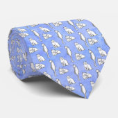 Prachtig kattenpatroon handgetekend blauw stropdas (Opgerold)