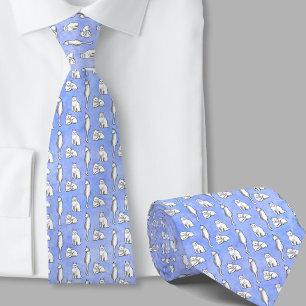 Prachtig kattenpatroon handgetekend blauw stropdas