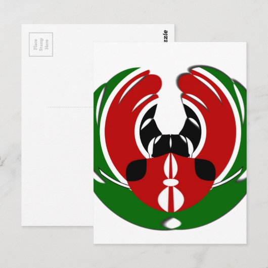 Prachtig Keniaans wandtapijt: Keniaanse Vlag Vlind Briefkaart (Voorkant / Achterkant)