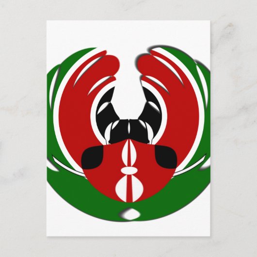 Prachtig Keniaans wandtapijt: Keniaanse Vlag Vlind Briefkaart (Voorkant)