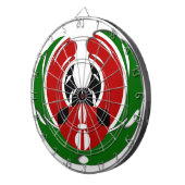 Prachtig Keniaans wandtapijt: Keniaanse Vlag Vlind Dartbord (Voorkant Rechts)