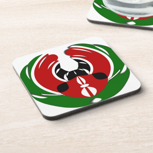 Prachtig Keniaans wandtapijt: Keniaanse Vlag Vlind Drankjes Onderzetter (Linkerzijde)