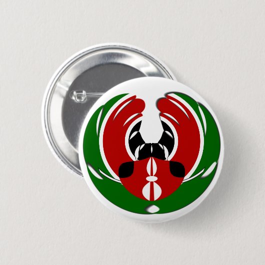 Prachtig Keniaans wandtapijt: Keniaanse Vlag Vlind Ronde Button 5,7 Cm (Voorkant /achterkant)