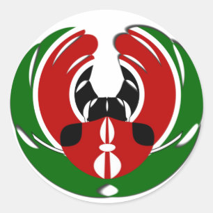 Prachtig Keniaans wandtapijt: Keniaanse Vlag Vlind Ronde Sticker