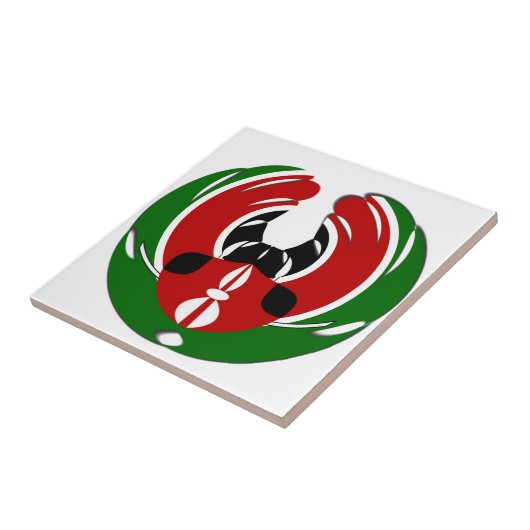 Prachtig Keniaans wandtapijt: Keniaanse Vlag Vlind Tegeltje (Zijkant)