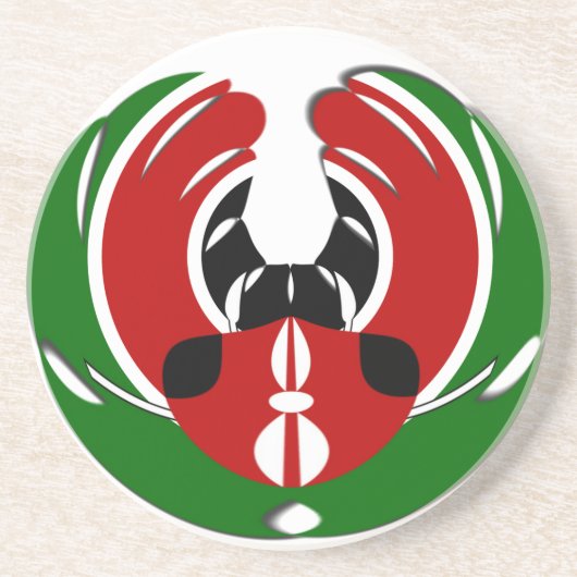 Prachtig Keniaans wandtapijt: Keniaanse Vlag Vlind Zandsteen Onderzetter (Voorkant)