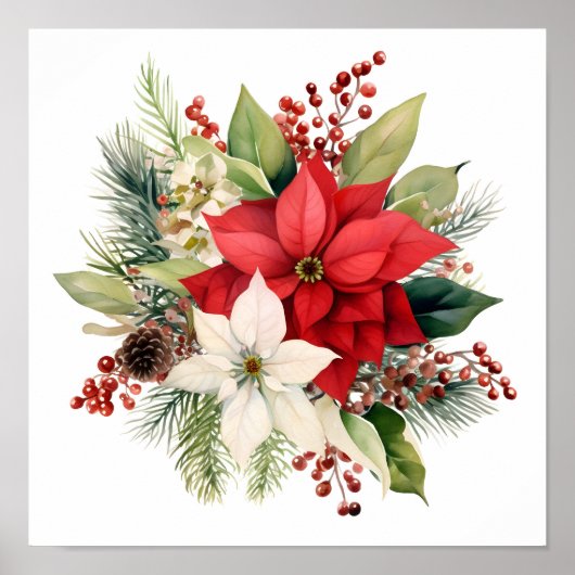 Prachtig kerst bloemenboeket poster (Voorkant)