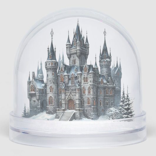 Prachtig kerst gotisch kasteel sneeuwbol (Voorkant)