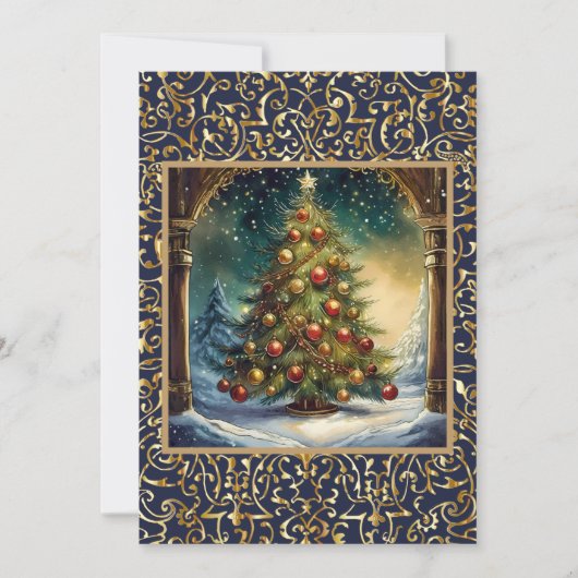 Prachtig kerstboom vakantie feest kaart (Voorkant)