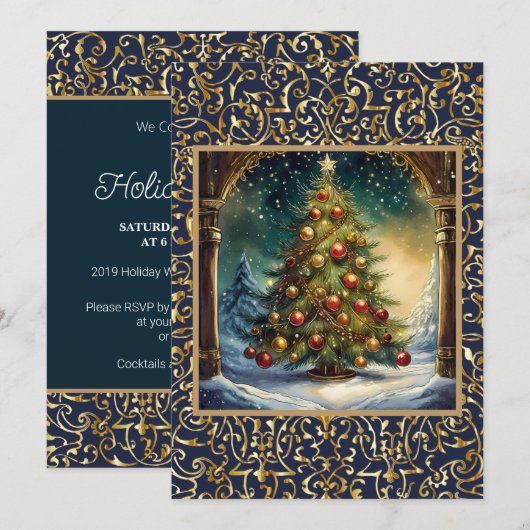 Prachtig kerstboom vakantie feest kaart (Voorkant / Achterkant)