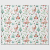 Prachtig kerstdorp cadeaupapier (Vlak)