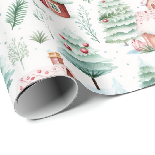 Prachtig kerstdorp cadeaupapier (Rol Hoek)