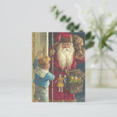 Prachtig kerstfeest Briefkaart Victoriaans Santa (Staand voorkant)