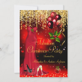 Prachtig Kerstvakantie Feest Rood Glitters Glansgo Kaart