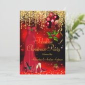Prachtig Kerstvakantie Feest Rood Glitters Glansgo Kaart (Staand voorkant)
