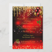 Prachtig Kerstvakantie Feest Rood Glitters Glansgo Kaart (Achterkant)