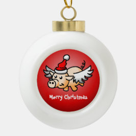 Prachtig Kerstvarken Keramische Bal Ornament