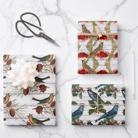 Prachtig kerstvizierpatroon inpakpapier vel (Voorkant)