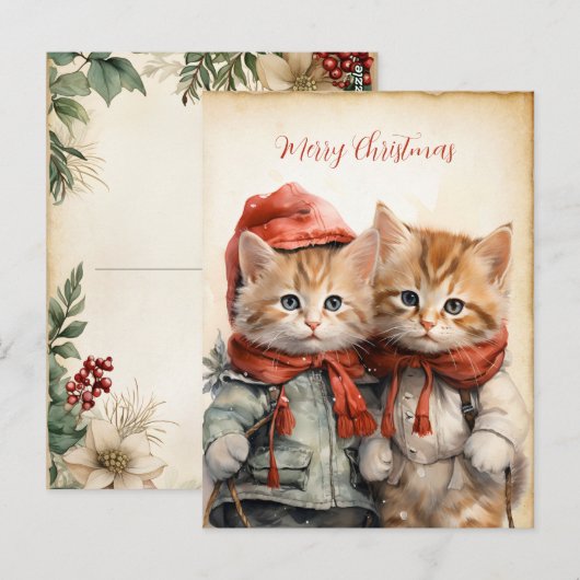 Prachtig Kittens Koppel Kerstmis Briefkaart (Voorkant / Achterkant)