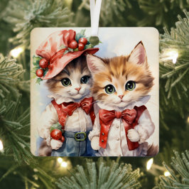 Prachtig Kittens Koppel Kerstmis Metalen Ornament
