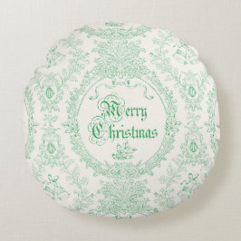 Prachtig Klassiek Vintage Prettig Kerstmis Groen T Rond Kussen
