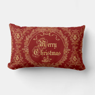 Prachtig Klassiek Vintage Rood Goud Prettig Kerstf Kussen