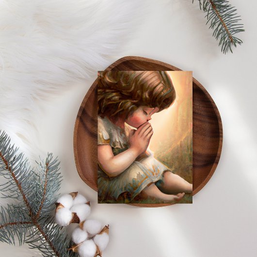 Prachtig klein meisje engel Radiant Light Halo Feestdagen Kaart