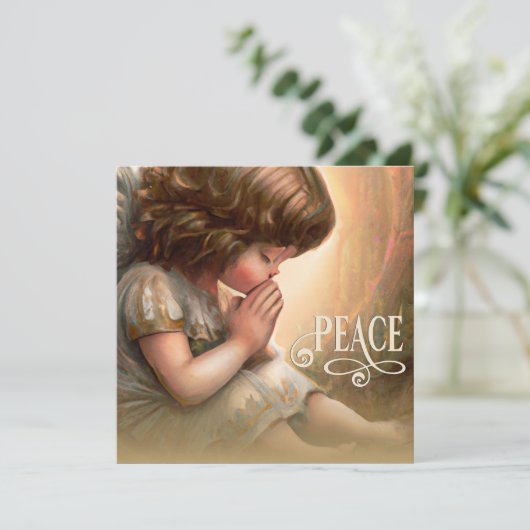 Prachtig klein meisje engel Radiant Light Halo Feestdagenkaart (Staand voorkant)