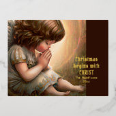 Prachtig klein meisje engel Radiant Light Halo Folie Feestdagen Briefkaart (Voorkant)