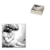 Prachtig klein meisje engel Radiant Light Halo Rubberstempel (Gestempeld)