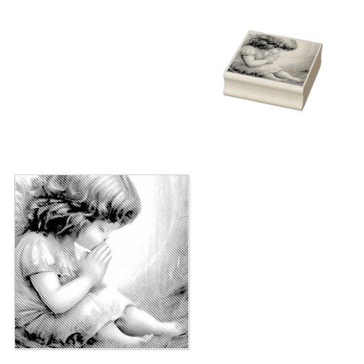 Prachtig klein meisje engel Radiant Light Halo Rubberstempel (Gestempeld)