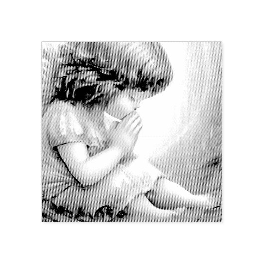 Prachtig klein meisje engel Radiant Light Halo Rubberstempel (Afrduk)