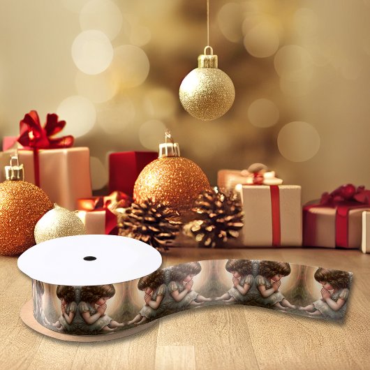 Prachtig klein meisje engel Radiant Light Halo Satijnen Lint