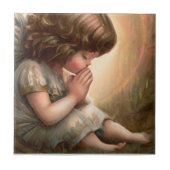 Prachtig klein meisje engel Radiant Light Halo Tegeltje (Voorkant)