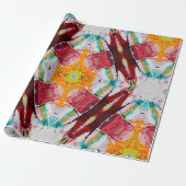 Prachtig Kleurrijk Abstract Schilderend Verpakkend Cadeaupapier (Uitgerold)