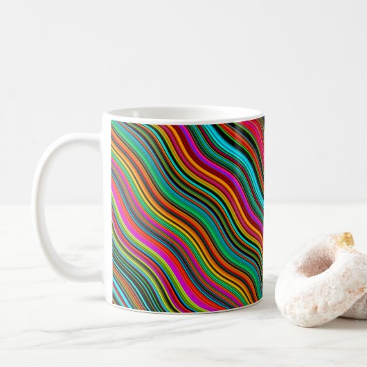 Prachtig kleurrijk avy Stripe Patroon Koffiemok (Met donut)