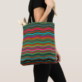 Prachtig kleurrijk avy Stripe Patroon Tote Bag (Dichtbij)