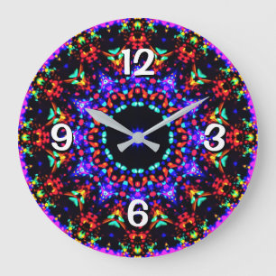 Prachtig Kleurrijk Blauw Kaleidoscoop Patroon Grote Klok