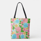 Prachtig kleurrijk bloemenpatroon tote bag (Achterkant)