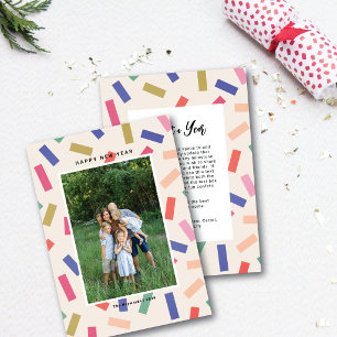 Prachtig Kleurrijk Confetti Gelukkig Nieuwjaar Eén Feestdagenkaart