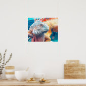Prachtig kleurrijk Iguana Poster (Keuken)
