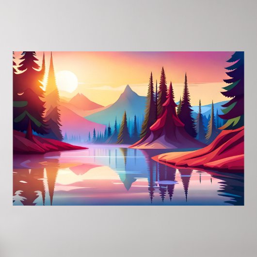 Prachtig kleurrijk landschap poster (Voorkant)