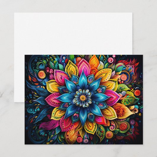 Prachtig kleurrijk Mandala Art geometrisch patroon Briefkaart (Voorkant / Achterkant)