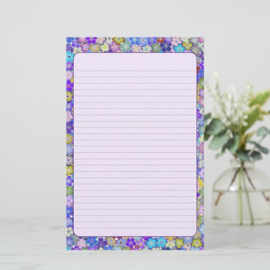 Prachtig kleurrijk met bloemen gevoerd Briefpapier (Staand voorkant)